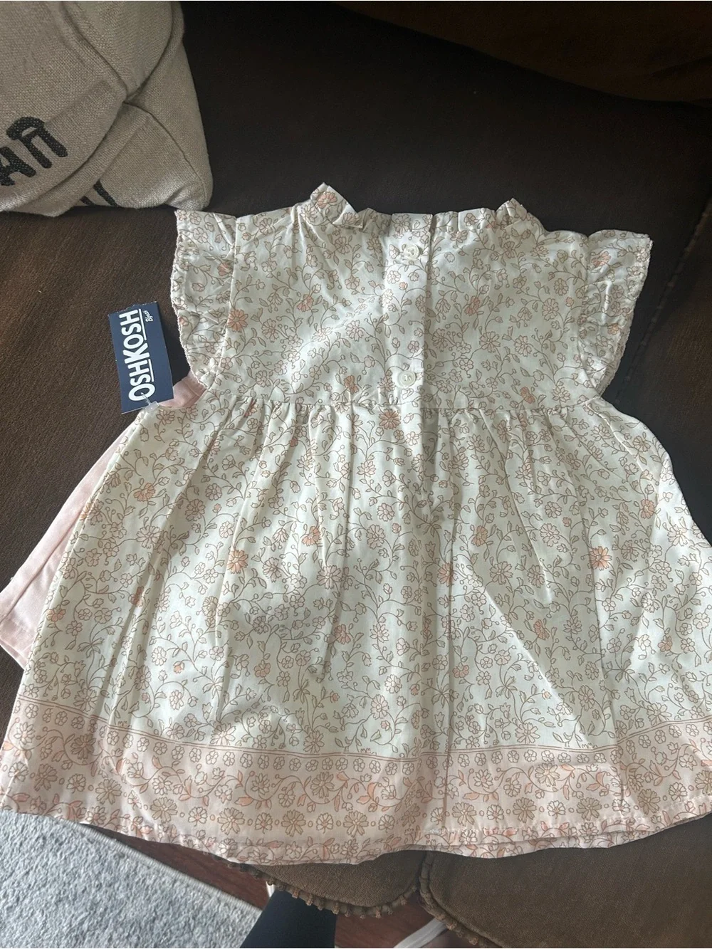 OshKosh B'gosh Cream Floral Short and Shirt Set with Blush Flower Print